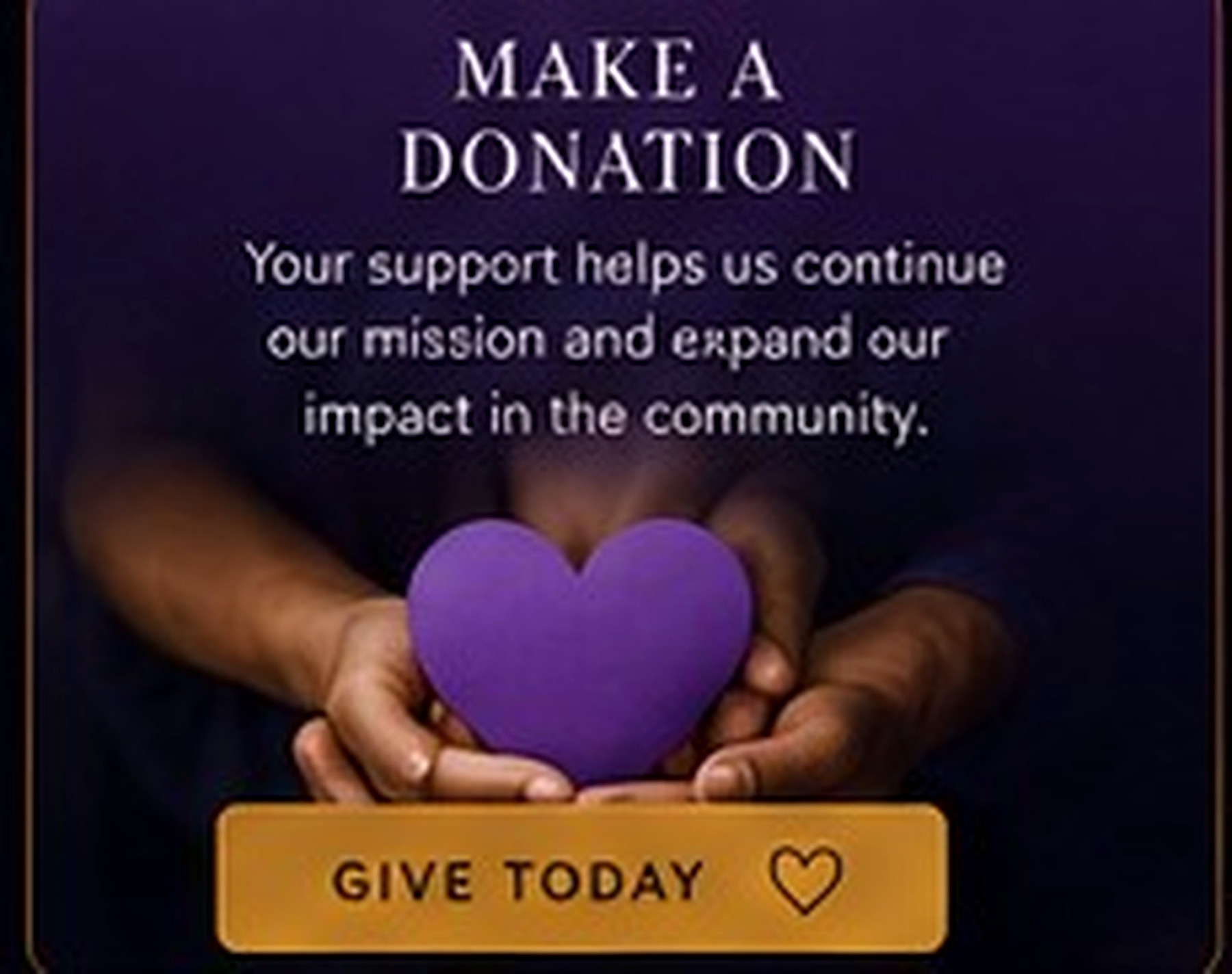 Hands holding a purple heart